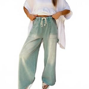 NEW UMORGER mineral wash vintage utility jeans in smoke green